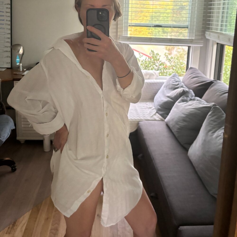 Oversized White Button Up Blouse - image 5